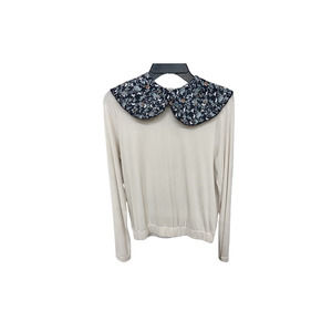 Maple & Cliff Beige Floral Collar Sweater - Size S - Women's Top